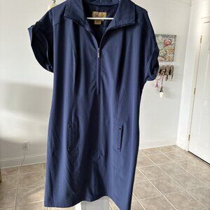 Peck & Peck stretch blue half zip shirt dress  Size Large